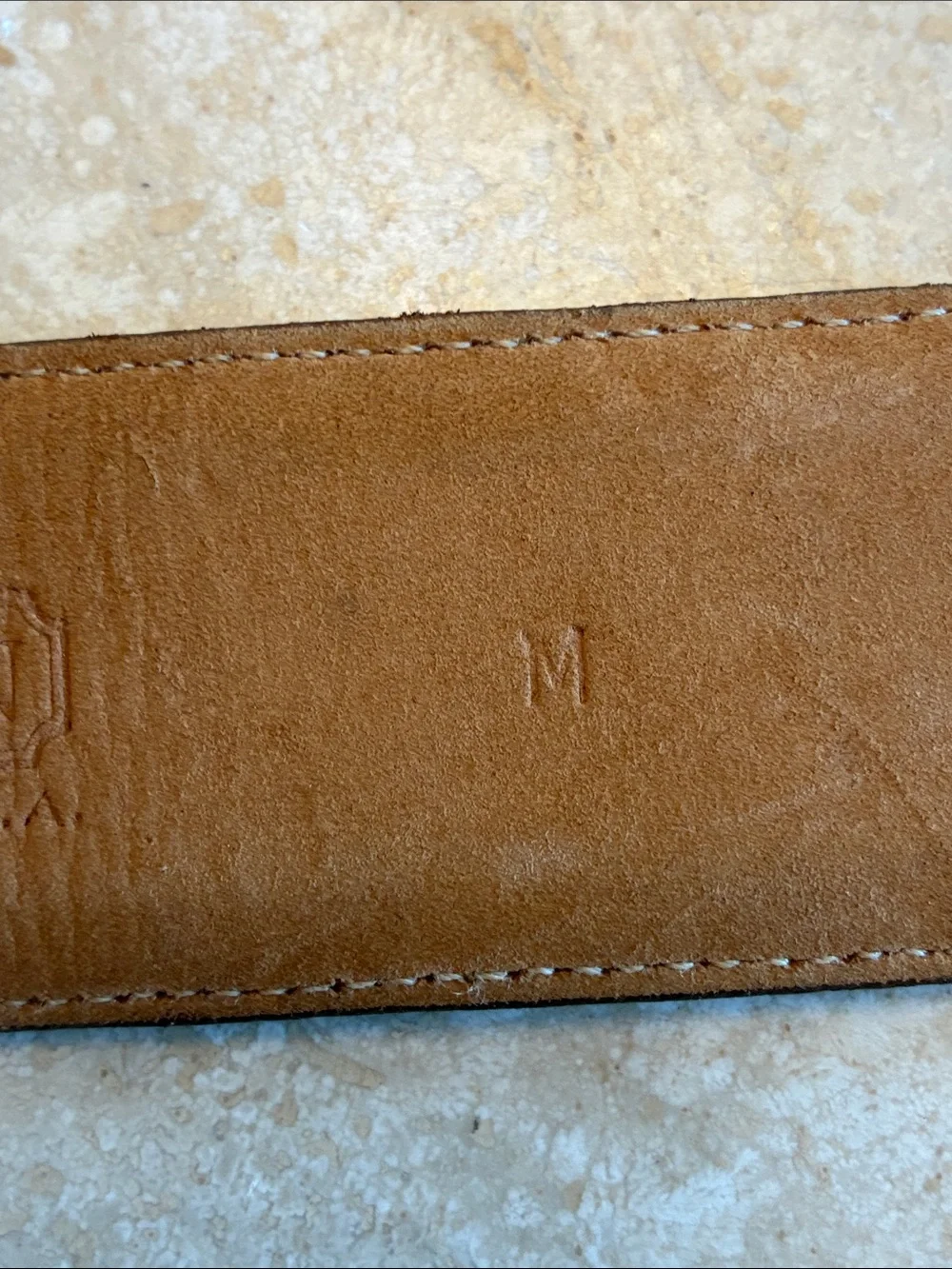 Harken Leather Belt, Women's M, Tan suede with Dark brown Buckle/keeper euc
